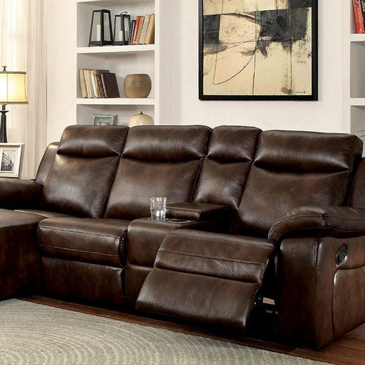 Hardy Brown Sectional w/ Console, Brown - Imperial Furniture (Las Vegas, NV) - Multi Location