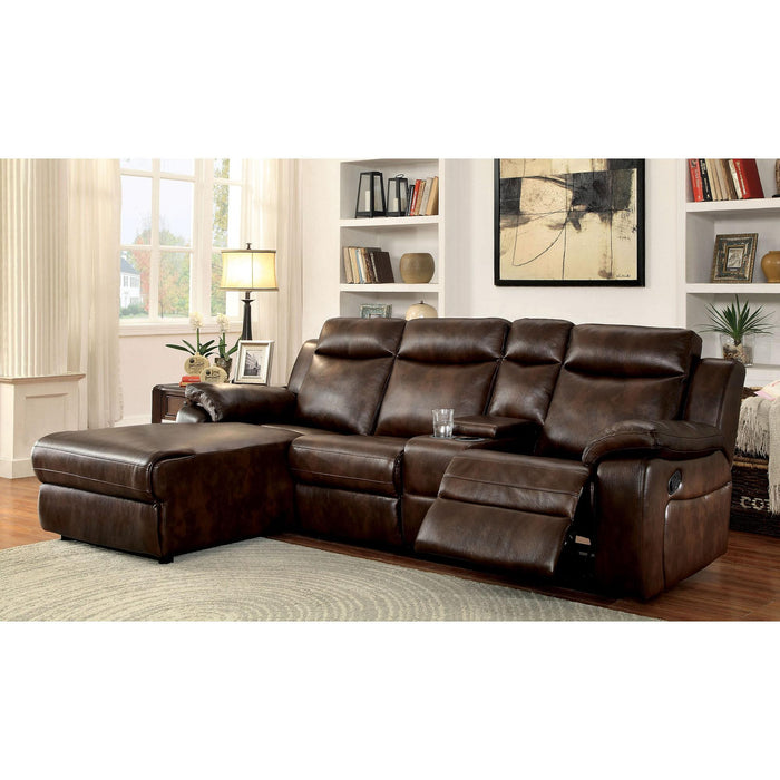 Hardy Brown Sectional w/ Console, Brown - Imperial Furniture (Las Vegas, NV) - Multi Location
