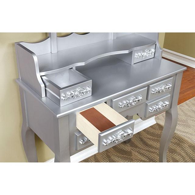 Harriet Silver Vanity w/ Stool - Imperial Furniture (Las Vegas, NV) - Multi Location