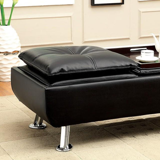 HAUSER II Black/Chrome Ottoman, Black - Imperial Furniture (Las Vegas, NV) - Multi Location