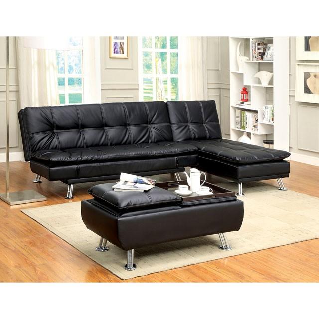 HAUSER II Black/Chrome Ottoman, Black - Imperial Furniture (Las Vegas, NV) - Multi Location
