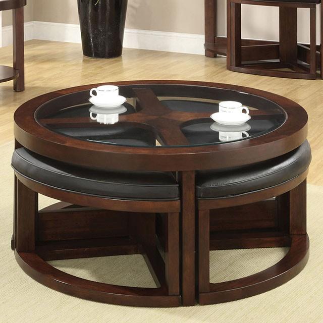 Crystal Cove II Dark Walnut Round Coffee Table w/ 4 Stools - Imperial Furniture (Las Vegas, NV) - Multi Location