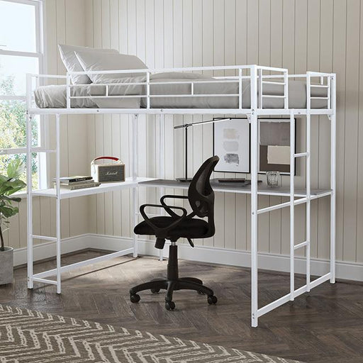 Cybill Full Loft Bed White, Silver, & Black - Imperial Furniture (Las Vegas, NV) - Multi Location