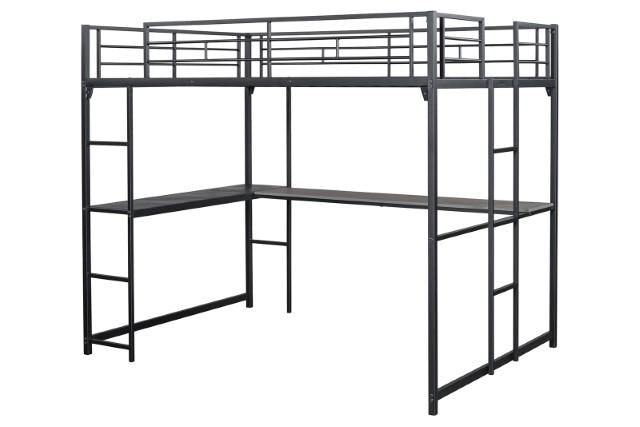 Cybill Full Loft Bed White, Silver, & Black - Imperial Furniture (Las Vegas, NV) - Multi Location