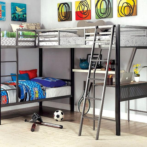 BALLARAT Silver Triple Twin Bunk Bed w/ Desk - Imperial Furniture (Las Vegas, NV) - Multi Location
