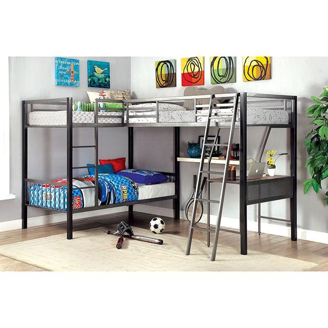 BALLARAT Silver Triple Twin Bunk Bed w/ Desk - Imperial Furniture (Las Vegas, NV) - Multi Location