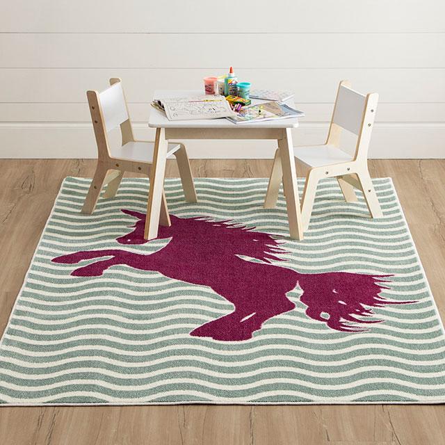 BARON 5' X 8', Area Rug, Horse, Sage Green/Fuchsia - Imperial Furniture (Las Vegas, NV) - Multi Location