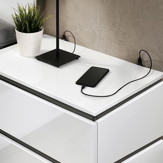 BIRSFELDEN Night Stand w/ USB, White - Imperial Furniture (Las Vegas, NV) - Multi Location