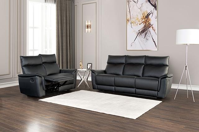 Bienne Sofa Manual Recliner White & Black - Imperial Furniture (Las Vegas, NV) - Multi Location