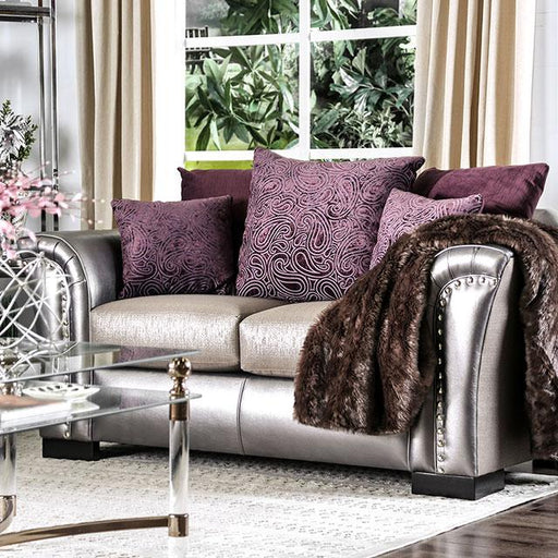 Benigno Love Seat Silver & Gray - Imperial Furniture (Las Vegas, NV) - Multi Location