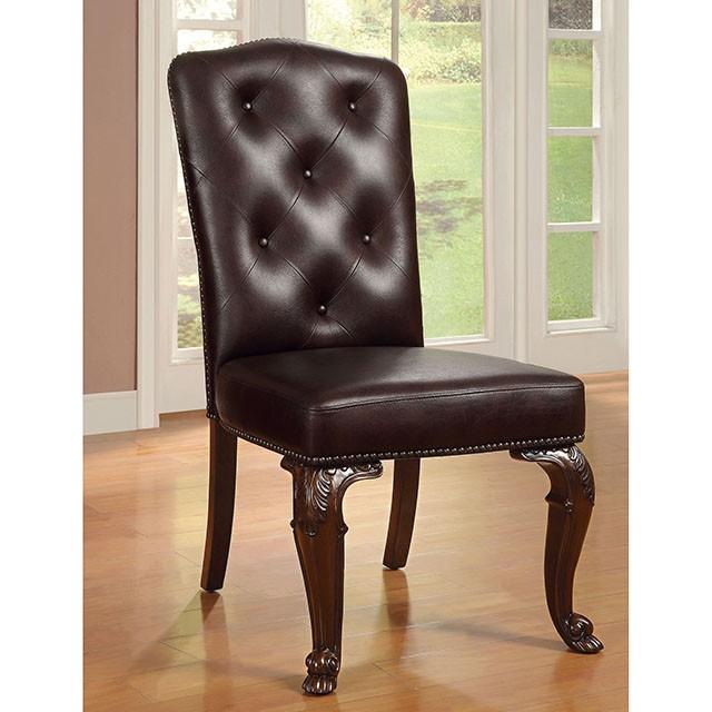 Bellagio Brown Cherry/Pattern Leatherette Side Chair (2/CTN) - Imperial Furniture (Las Vegas, NV) - Multi Location