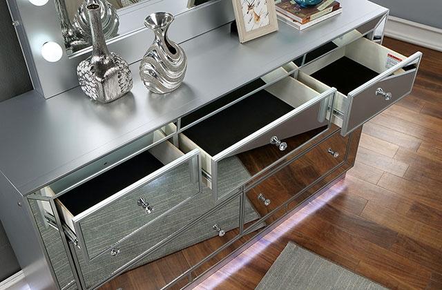 BELLADONNA Dresser w/ LED, Silver - Imperial Furniture (Las Vegas, NV) - Multi Location