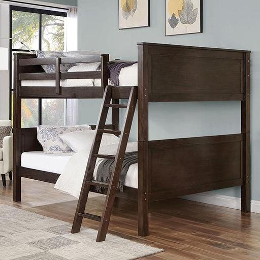 STAMOS Full/Full, Twin/Full, & Twin/twin Bunk Bed, Walnut - Imperial Furniture (Las Vegas, NV) - Multi Location