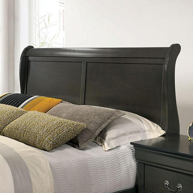 Louis Philippe E.King Bed Black, Cherry, & Gray - Imperial Furniture (Las Vegas, NV) - Multi Location