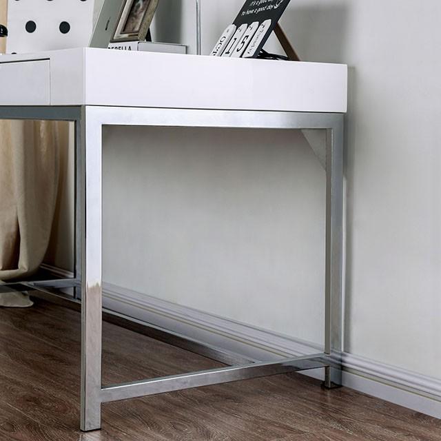 Loke White/Chrome Computer Desk - Imperial Furniture (Las Vegas, NV) - Multi Location