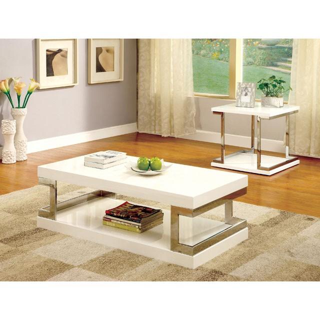 MEDA White/Chrome End Table, White - Imperial Furniture (Las Vegas, NV) - Multi Location