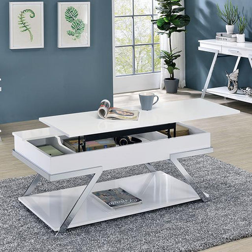 TITUS Coffee Table, White/Chrome - Imperial Furniture (Las Vegas, NV) - Multi Location