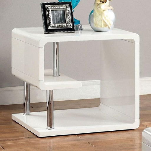Ninove I White/Chrome End Table - Imperial Furniture (Las Vegas, NV) - Multi Location