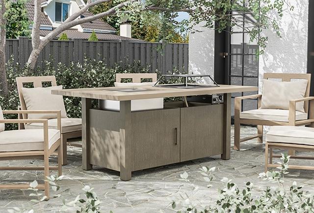 Bordeaux Dining Table w/ Fire Pit & Cooler - Imperial Furniture (Las Vegas, NV) - Multi Location