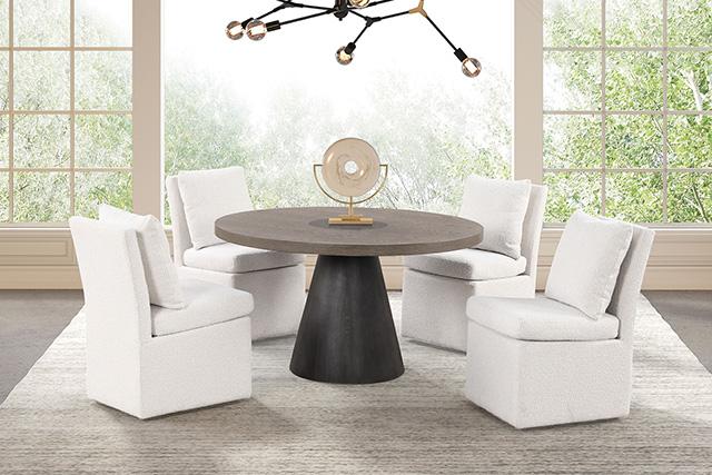 Broager 5 Pc Dining Set (White Swivel Chairs) - Imperial Furniture (Las Vegas, NV) - Multi Location