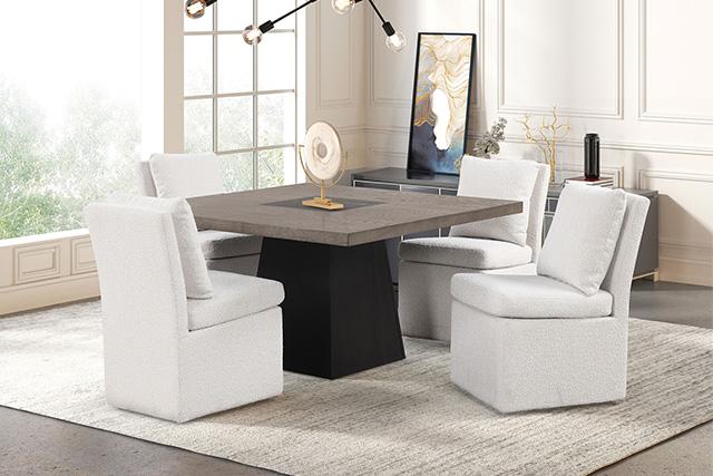 Broager 5 Pc Dining Table Set (White Caster Chairs) Walnut - Imperial Furniture (Las Vegas, NV) - Multi Location