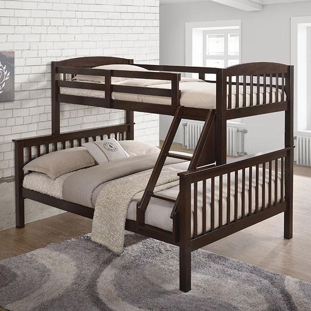 Brookings Twin/Full Bunk Bed White, Brown & Black - Imperial Furniture (Las Vegas, NV) - Multi Location