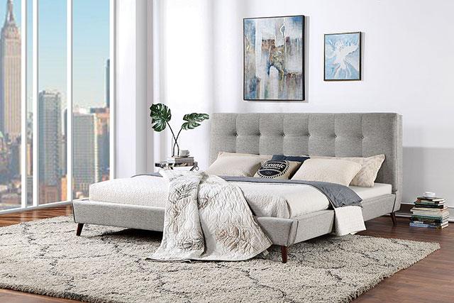 LEOMIN Cal.King, E.King, Full, & Queen Bed, Gray - Imperial Furniture (Las Vegas, NV) - Multi Location