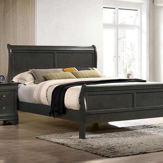 Louis Philippe E.King Bed Black, Cherry, & Gray - Imperial Furniture (Las Vegas, NV) - Multi Location