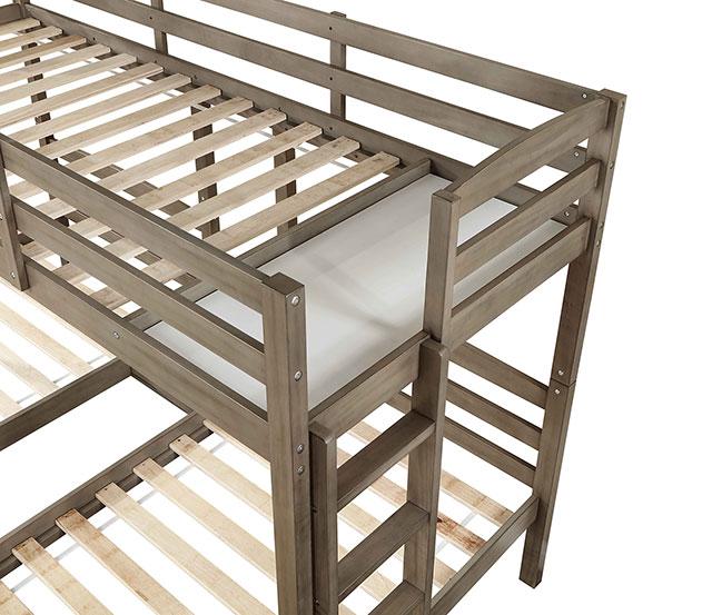 HORTENSE Triple Twin Bunk Bed, W. Gray - Imperial Furniture (Las Vegas, NV) - Multi Location