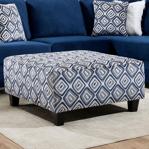 WALDPORT Ottoman, Navy/White - Imperial Furniture (Las Vegas, NV) - Multi Location