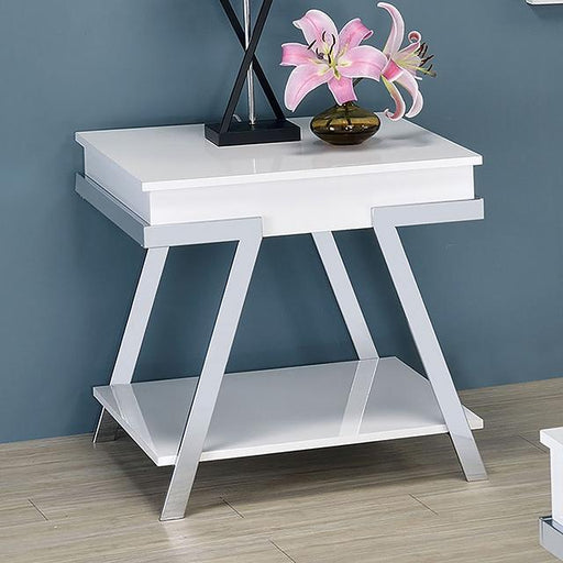 TITUS End Table, White/Chrome - Imperial Furniture (Las Vegas, NV) - Multi Location
