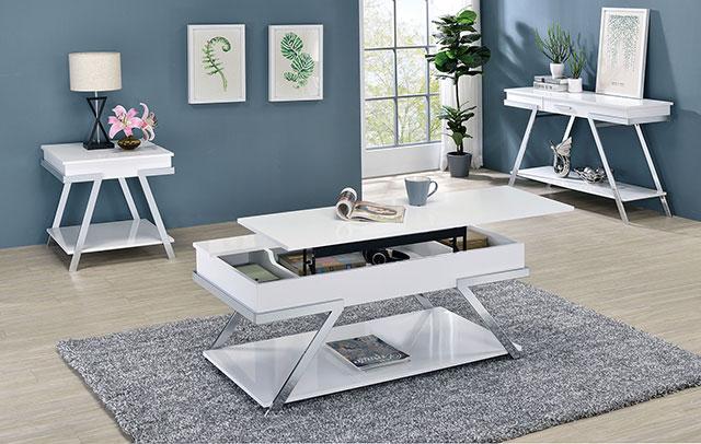 TITUS End Table, White/Chrome - Imperial Furniture (Las Vegas, NV) - Multi Location
