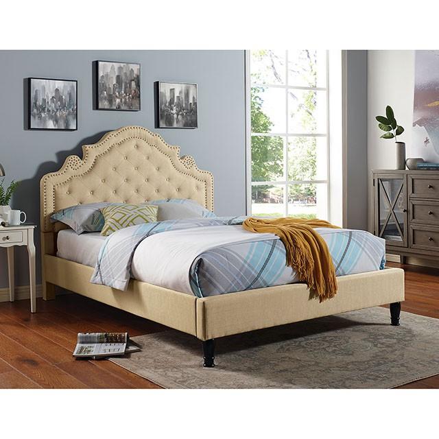 Aubree Bed Beige - Imperial Furniture (Las Vegas, NV) - Multi Location