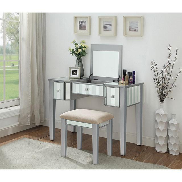Joyce Silver Vanity w/ Stool - Imperial Furniture (Las Vegas, NV) - Multi Location