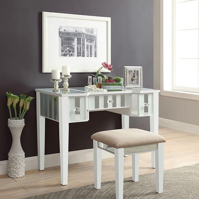 Joyce White Vanity w/ Stool - Imperial Furniture (Las Vegas, NV) - Multi Location