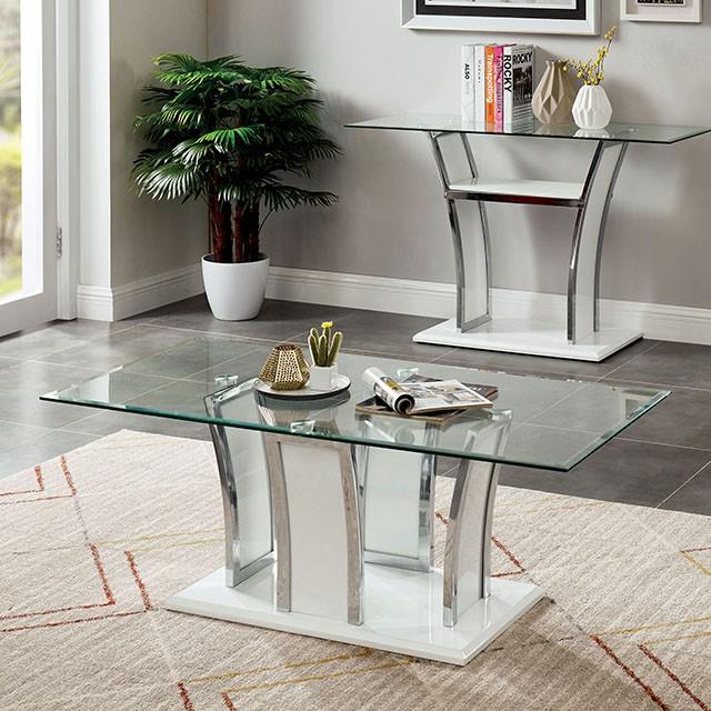 Staten Glossy White/Chrome Coffee Table - Imperial Furniture (Las Vegas, NV) - Multi Location