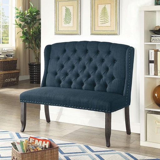 Sania III Blue 2-Seater Love Seat Bench, Blue - Imperial Furniture (Las Vegas, NV) - Multi Location