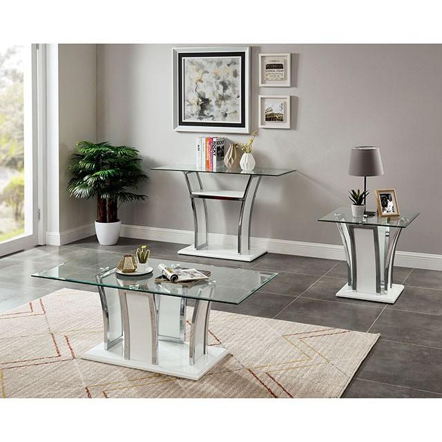 Staten Glossy White/Chrome Coffee Table - Imperial Furniture (Las Vegas, NV) - Multi Location
