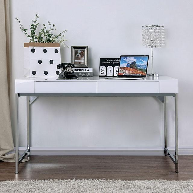 Loke White/Chrome Computer Desk - Imperial Furniture (Las Vegas, NV) - Multi Location