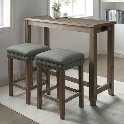 CAERLEON 3 Pc. Counter Ht. Table Set, Wire-brushed Gray - Imperial Furniture (Las Vegas, NV) - Multi Location
