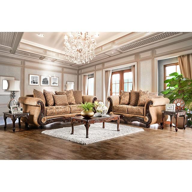 NICANOR Tan/Gold Love Seat - Imperial Furniture (Las Vegas, NV) - Multi Location