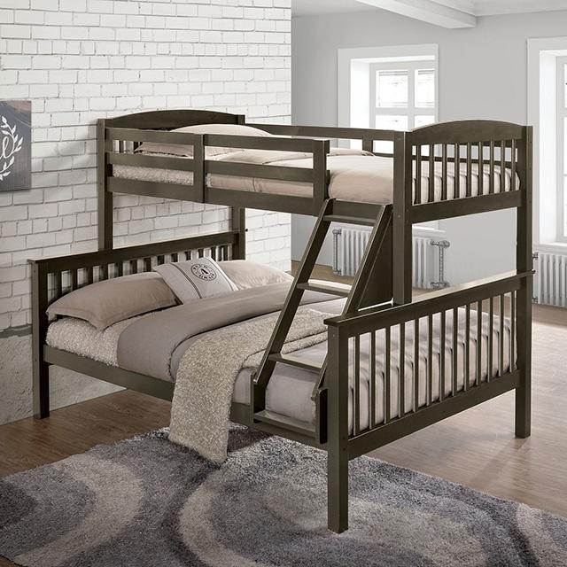 Brookings Twin/Full Bunk Bed White, Brown & Black - Imperial Furniture (Las Vegas, NV) - Multi Location