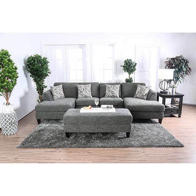 Lowry Gray Sectional w/ Ottoman - Imperial Furniture (Las Vegas, NV) - Multi Location