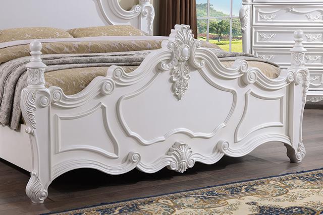 Francione E.King & Queen Bed White & Chrome - Imperial Furniture (Las Vegas, NV) - Multi Location