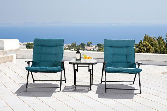 Bastia 3 Pc. Conversation Set Teal & Beige - Imperial Furniture (Las Vegas, NV) - Multi Location