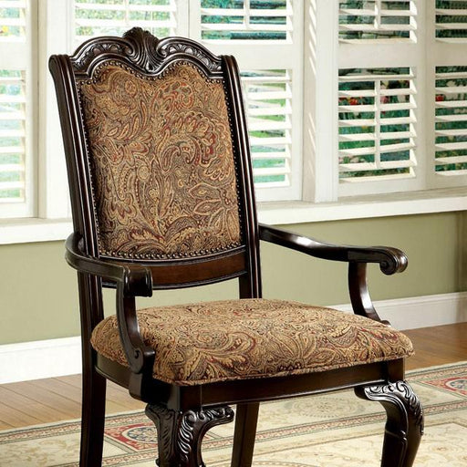 BELLAGIO Brown Cherry/Pattern Fabric Arm Chair (2/CTN) - Imperial Furniture (Las Vegas, NV) - Multi Location