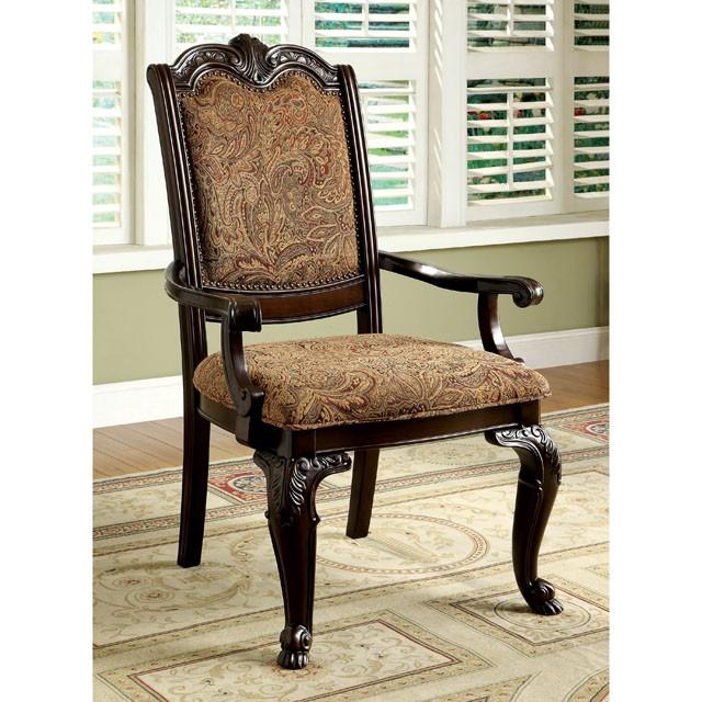 BELLAGIO Brown Cherry/Pattern Fabric Arm Chair (2/CTN) - Imperial Furniture (Las Vegas, NV) - Multi Location