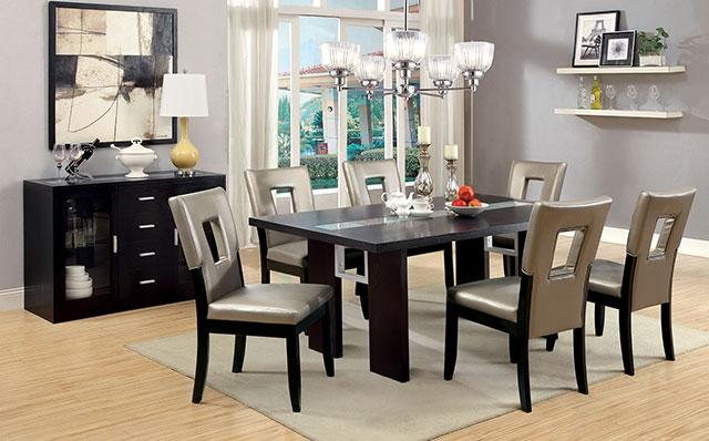 Luminar Black Glass-Insert Dining Table - Imperial Furniture (Las Vegas, NV) - Multi Location