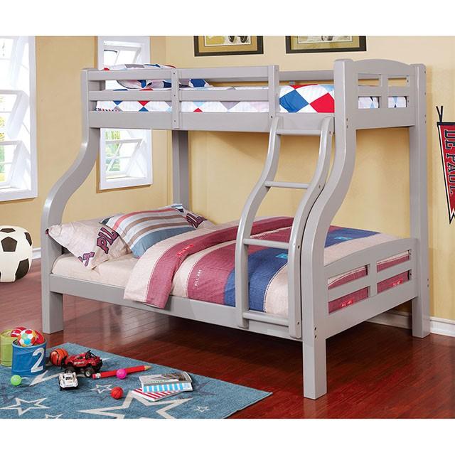 SOLPINE Gray & Oak Twin/Full Bunk Bed - Imperial Furniture (Las Vegas, NV) - Multi Location