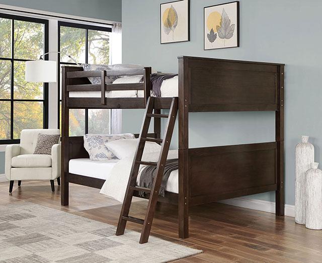 STAMOS Full/Full, Twin/Full, & Twin/twin Bunk Bed, Walnut - Imperial Furniture (Las Vegas, NV) - Multi Location